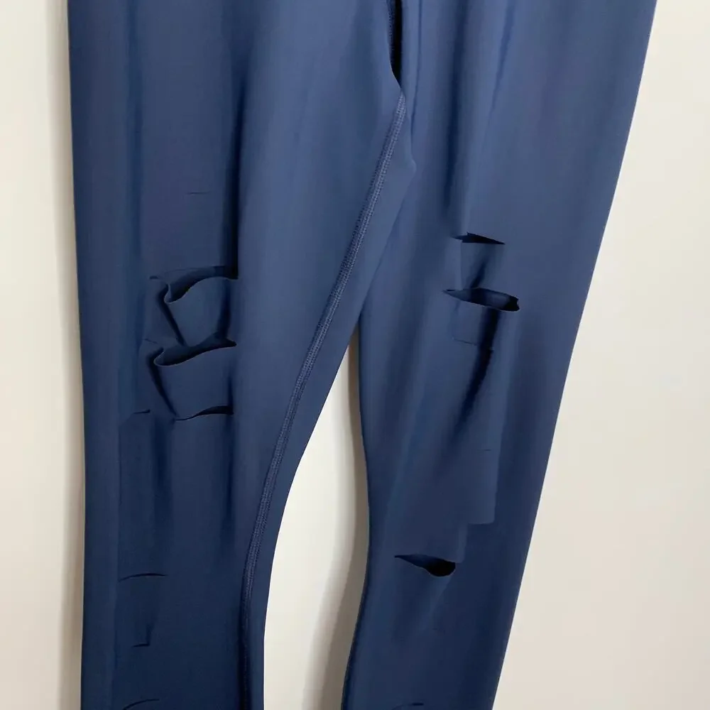 Alo Yoga High Waist Ripped Warrior Legging Navy Athleisure